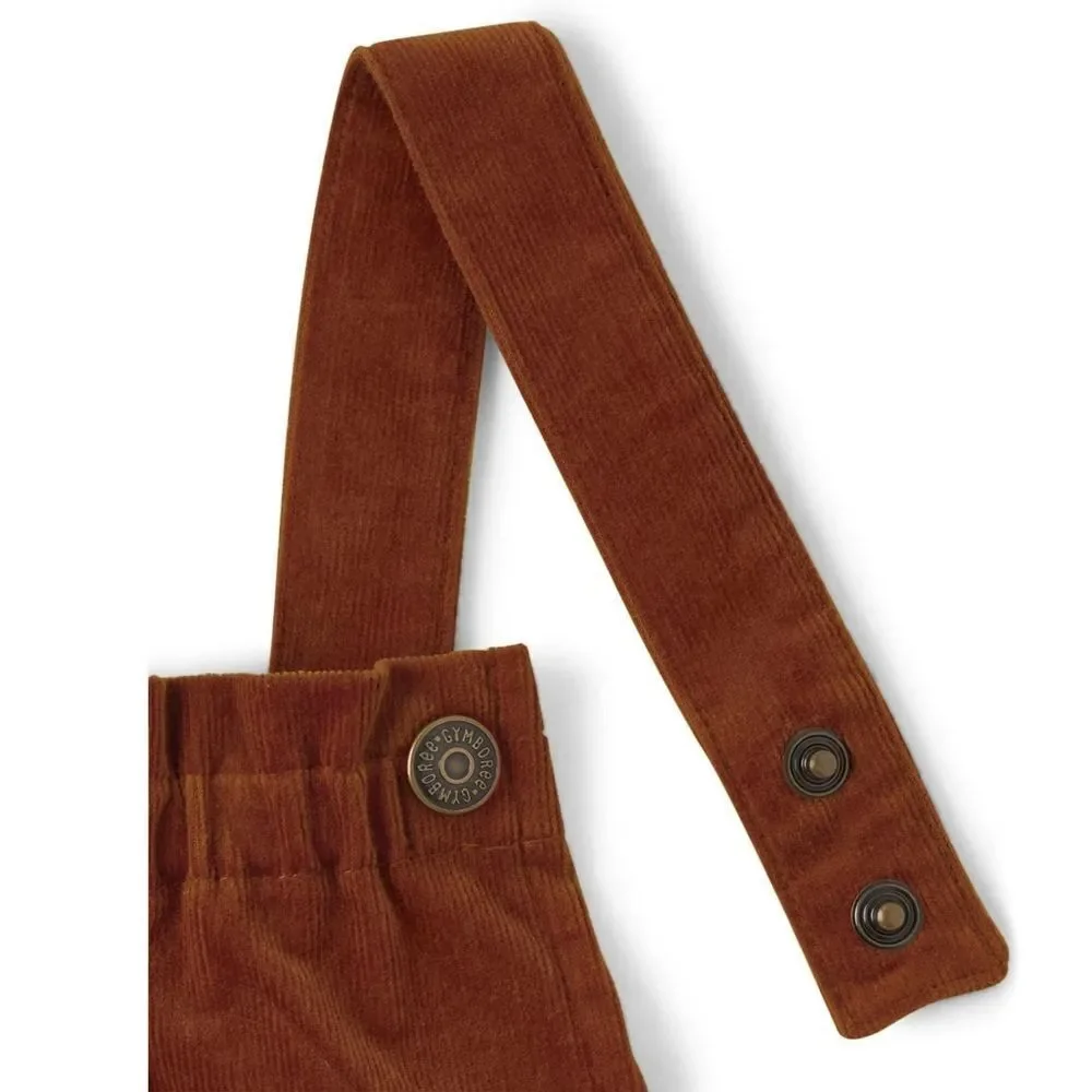 Gymboree Girls Brown Cotton Corduroy Owl Shortalls Overalls Shorts Size 8 NEW